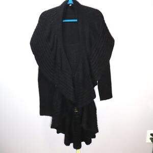 Italian of Italy Black Draped‎ Waterfall Cardigan Sweater Size 8/Medium